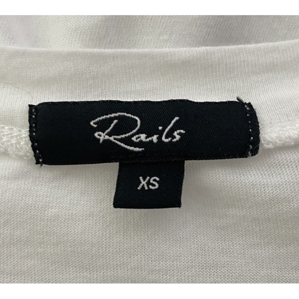Rails Laurel White Cotton Puff Sleeve T-Shirt Eyelet Trim Top Size XSmall - Picture 4 of 5